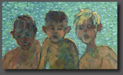 Three boys on the beach 33X55cm